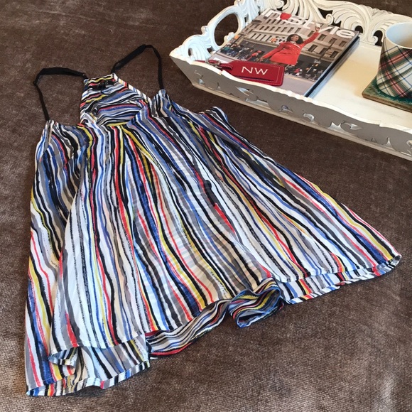 Multi Colored Striped Sheer Flowy Tank Top - Picture 2 of 5